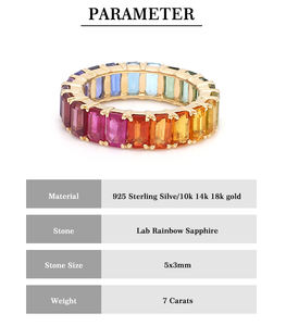 Женское унисекс-кольцо из желтого золота 14 карат, обручальное/помолвочное кольцо для женщин, с градиентным лабораторным драгоценным камнем, свадебное кольцо - Product Image 6