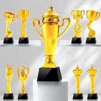 Trophée personnalisé en résine plaqué or avec base en cristal noir, forme étoile, cœur, cheval, plaque de récompense pour réunion annuelle d'entreprise, cadeau d'affaires