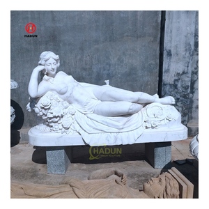 Escultura de mujer desnuda de piedra natural tallada a mano, estatua de mujer desnuda sexy hermosa de mármol - Product Image 1