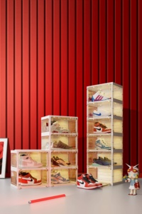 Kotak sepatu plastik penyimpanan sepatu asrama artefak pintu rumah tangga sederhana untuk menghemat ruang kabinet sepatu - Product Image 6