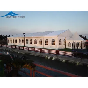 Tenda Marquee PVC putih besar mewah kapasitas 500 orang tahan air untuk pesta pernikahan luar ruangan dan pameran dagang