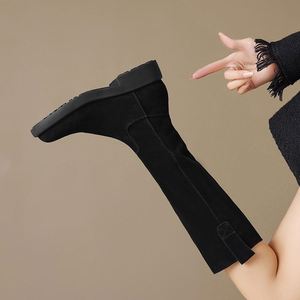 Winter Luxury Ladies Knee High <b>Boots</b> Made of Handcrafted Cowhide High Top <b>Boots</b> With Fashionable Side Zippers Knight <b>Boots</b> - Product Image 5