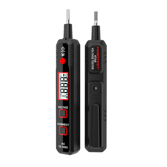 Habotest HT89 Custom LOGO Non-contact Analog & Digital Display Sound Light Alarm Flashlight High Voltage Detector Pen AC 12-300V