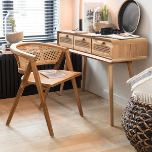 Sedia <span class=keywords><strong>da</strong></span> <span class=keywords><strong>Pranzo</strong></span> <span class=keywords><strong>in</strong></span> <span class=keywords><strong>Legno</strong></span> di Alta Qualità con Intreccio <span class=keywords><strong>in</strong></span> Rattan Naturale, Stile Moderno - Product Image 4