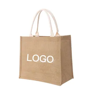 2022 Eco friendly packaging Cotton Hessian Canvass Hemp Customize Small Oversize Big Linen Gunny Burlap Jute Shopping tote bags