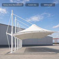 Abri de voiture en tissu tendu, auvent conique, parapluie à pignon, abri de stationnement autoportant à câbles, imperméable, résistant aux UV, luxe sur mesure