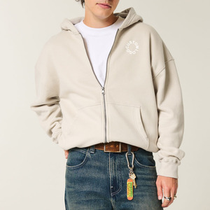 Etiqueta privada de los hombres de tejido superior con capucha cremallera frontal de <span class=keywords><strong>lana</strong></span> con cremallera Sudadera con capucha Athleisure Fleece Sporty Hoodies para hombres - Product Image 1