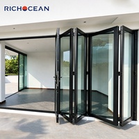 Portes pliantes en aluminium à cadre fin étanches RICHOCEAN AS2047, portes panoramiques à double battant pour balcon, verre Low-E