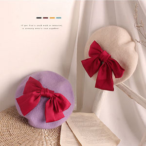 Bonnet d'artiste chaud d'hiver de Style français avec grand nœud 2-6 ans <span class=keywords><strong>petit</strong></span> bébé enfants bébé fille béret chapeau - Product Image 2