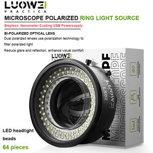 Luowei-Anillo polarizado <span class=keywords><strong>para</strong></span> microscopio, fuente de luz antideslumbrante, anillo de luz, <span class=keywords><strong>calibre</strong></span> 61mm, 64 cuentas LED - Product Image 2