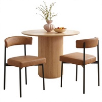 Ensemble de 2 chaises de salle à manger GrandNoor en similicuir marron, sans accoudoirs, rembourrées, modernes, pour salle à manger, cuisine, chaises courbes, meubles de maison