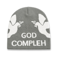 Bonnet tricoté personnalisé avec logo, motif lettre 'God Dove', vente en gros, casquette d'hiver style streetwear