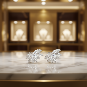 Orecchini in Oro Bianco con Diamanti Taglio Marquise Colore D Naturale Stile Romantico Gioielli da Sposa per Donna - Product Image 2