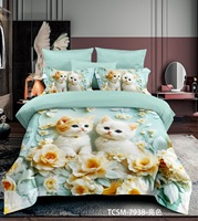 Ensemble de literie en microfibre 100% polyester, imprimé chat 5D, vif et coloré, ensemble de housse de couette, ensemble de literie pour la maison