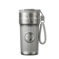 Tasse de bureau isotherme à double paroi en acier inoxydable écologique réutilisable avec paille rabattable pour café et eau