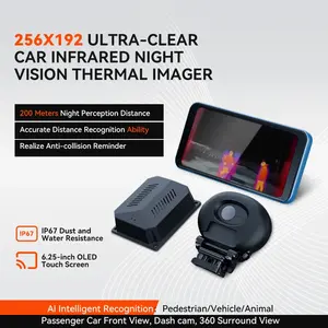 Caméra thermique automobile IA 256x192 avec écran de 6,25 pouces, vision nocturne, enregistreur de conduite, prise en charge du Wi-Fi - Product Image 2