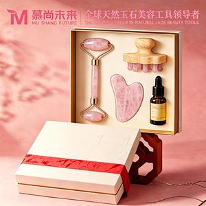 Ensemble <span class=keywords><strong>de</strong></span> sérum et d'huile personnalisés avec logo, peigne <span class=keywords><strong>de</strong></span> massage en quartz rose naturel et masseur facial Gua Sha avec rouleau <span class=keywords><strong>de</strong></span> <span class=keywords><strong>jade</strong></span> en quartz rose pour le <span class=keywords><strong>visage</strong></span> - Product Image 1