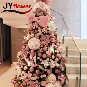 Arbre de Noël artificiel floqué blanc de qualité supérieure JY, taille moyenne, avec lumières LED multicolores personnalisées, fabriqué en usine - Product Image 4