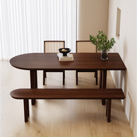 Table à manger ovale en bois massif de style minimaliste avec fonction de démontage, design compact et mural pour les petits salons