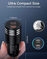 Nouveau chargeur de voiture 60W double PD adaptateur 60W puissance charge rapide 60W double TYPE C Port adaptateur de charge de voiture logo personnalisé livraison directe