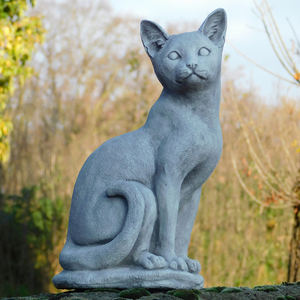 Jardín al aire libre Blanco Natural Mármol gato Estatua Tallada a mano Tamaño real Mármol gato Esculturas - Product Image 2