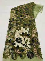 Robe en tissu de tulle floral doux pour femme, 5 yards, en dentelle française écologique, avec motif animalier, idéale pour les mariages