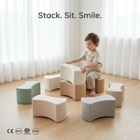 Blocs empilables en mousse en forme d'arche, ensemble de six pièces, couleurs pastel, pour l'équilibre, siège souple pour tout-petits, certifié CE EN71, jeu souple