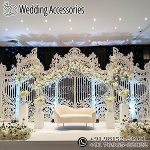 Tendance décoration de scène de mariage canadien mariage asie conception de porte de mariage cadre scène thème blanc réception décoration de scène - Product Image 1