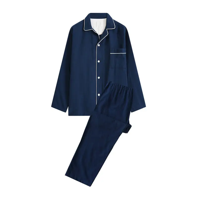 New Styles Customized Logo Men Plus Size Pajamas Sets Plain Color Sleepwear Blank Embroidery Logo Men Sleepwear Sets