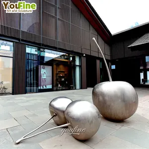 Outdoor Shopping Mall Garden Decor Matte Stainless Steel Large Apple Sculpture Statue