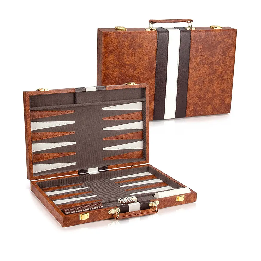 ของขวัญหนังกล่องหมากรุกหมากฮอสหมากฮอสชิ้น backgammon ที่กําหนดเอง