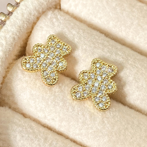 Wholesale Bulk In Stock <b>Cute</b> Design 18K Gold Plated Teddy <b>Bear</b> Stud Earrings for Women - Product Image 3