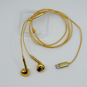 Audífonos Intrauditivos con Cable Tipo C, Metálicos Cromados en Oro, Audífonos con Cable Totalmente Chapados en Oro - Product Image 3