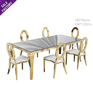 Prix d'usine, table de banquet de luxe en acier inoxydable doré, table de réception de mariage, table de luxe pour les fêtes et les événements - Product Image 2
