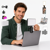 Lampe LED Selfie pour Téléphone Rechargeable 3000mAh 2500-9000K, Lumière d'Appoint à Clipser avec Films de Couleur/Diffuseur CRI95+ Dimmable 12W ABS