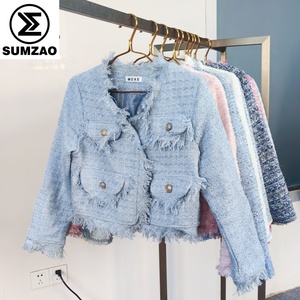Sumzao new and used <strong>tweed</strong> <strong>jacket</strong> good quality <strong>cheap</strong> price baju wanita korea style <strong>tweed</strong> fabric clothes baju second hand - Product Image 1
