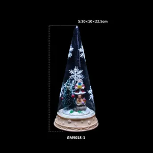 Multi Color Magic Light-Up Santa & Friends Christmas Glass Cone For Home Decoration