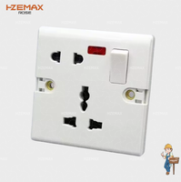 Luz indicadora de enchufe de pared de 5 orificios de color sólido al por mayor, interruptor cerrado de baquelita, fácil instalación, multifunción, voltaje máximo de 250V