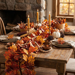 Guirnalda de Hojas de Arce Artificiales, Decoración de Otoño para Chimenea, Decoración para el Festival de la Cosecha - Product Image 4