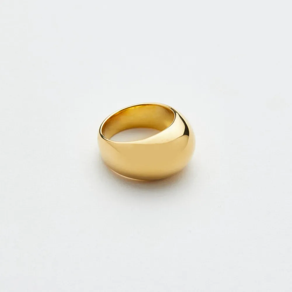 Jewelry Manufacturers Unique Chunky Ring Signature Simple 18k Gold Stainless Steel Dome Ring For Women Men