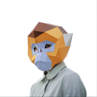 Masque Animalier Portable à Visage Complet pour Fêtes Cosplay Thème Amour Art Géométrique 3D Kit DIY en Papier à Encre Non Toxique
