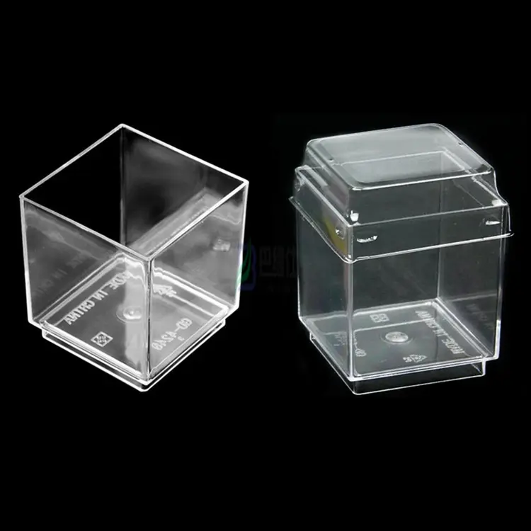 wholesale !!! 70 ml mini cups dessert square mini mousse cup plastic disposable transparent pud cup DH9845