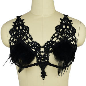ボディハーネスブラブラックケージストラップフェザーショルダーエポーレットレイブパーティー女性セクシーゴスパンクコスプレ服プラス - Product Image 2