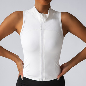 Canottiere sportive a collo alto da donna senza maniche con cerniera a secco rapido per la corsa Yoga per il Fitness - Product Image 1