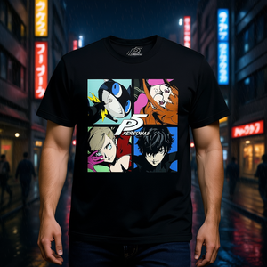 T-shirt in cotone unisex per adulti con licenza ufficiale Persona 5 Character Four Up - Product Image 2