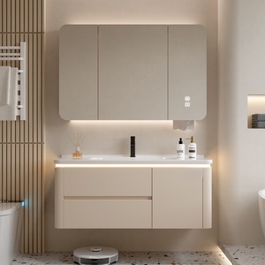 Modern bathroom cabinet ceramic integrated basin smart <b>mirror</b> cabinet simple washstand hand wash basin bathroom cabinet - Product Image 2