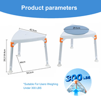Chaise de douche triangulaire avec dossier amovible à 360° °   Chaise de sécurité pour salle de bain à installation rapide et réglage de la hauteur
