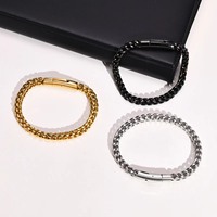 Bracelet en acier inoxydable, chaîne grise rétro, bracelet épais pour homme, accessoires de mode, bijoux en acier titane pour homme