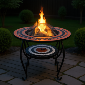 Mesa de Cerámica para Fogatas de 26.8 Pulgadas con Pantalla Antichispas, Calentador de Bioetanol para Exteriores, Estilo Moderno, Independiente - Product Image 2