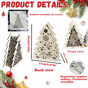 Boîte à bonbons en forme de sapin de Noël en bois, pliable, décoration de maison DIY, ornement festif d'intérieur - Product Image 5